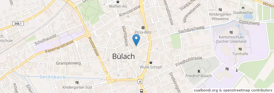 Mapa de ubicacion de Schmiedstube en Suisse, Zurich, Bezirk Bülach, Bülach.