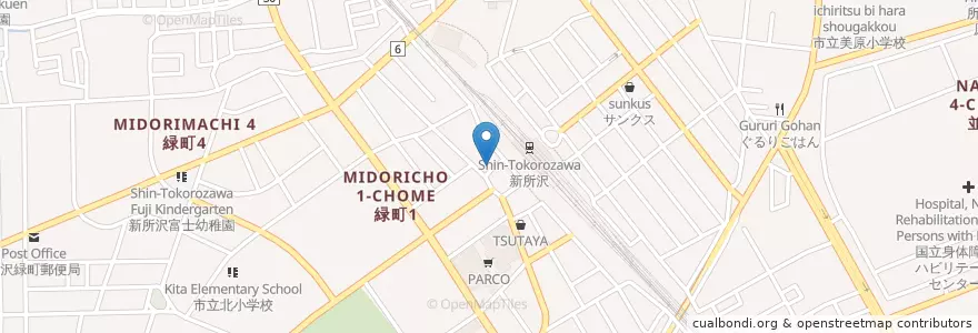 Mapa de ubicacion de ツルハドラッグ en Japón, Prefectura De Saitama, 所沢市.
