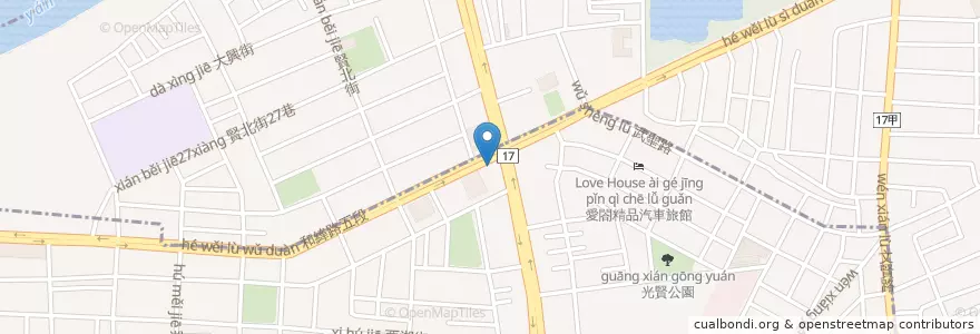 Mapa de ubicacion de Starbucks 湖美門市 en تایوان, 臺南市, 北區.