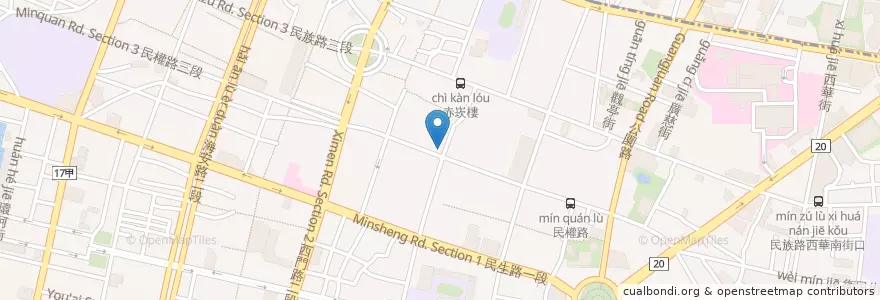 Mapa de ubicacion de 民權派出所 en 台湾, 台南市, 中西区.
