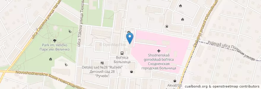 Mapa de ubicacion de Сходненская поликлиника en Rusland, Centraal Federaal District, Oblast Moskou, Городской Округ Химки.