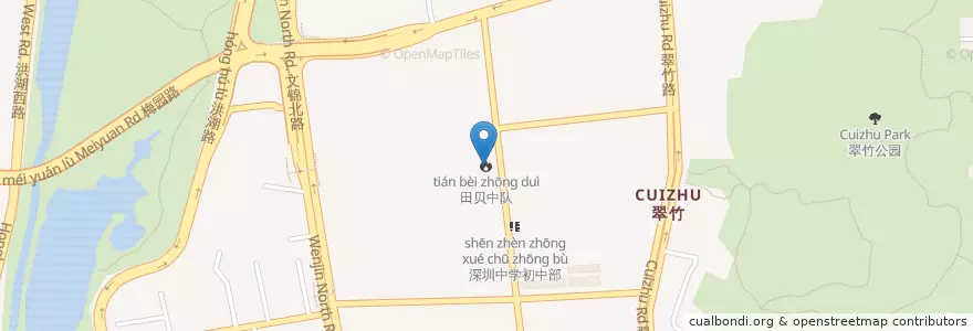 Mapa de ubicacion de 田贝中队 en 中国, 广东省, 深圳市, 罗湖区.