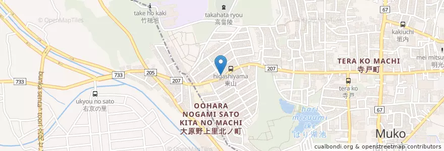 Mapa de ubicacion de 伊原薬局 en Giappone, Prefettura Di Kyoto, 向日市, Kyoto, 西京区.