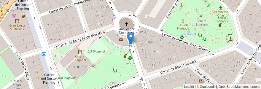 Mapa de ubicacion de 215 - Ganduxer - Pl Sant Gregori Taumaturg en España, Catalunya, Barcelona, Barcelonès, Barcelona.