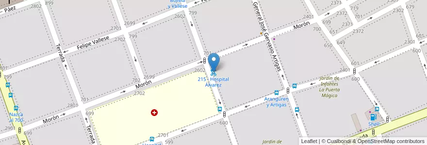 Mapa de ubicacion de 215 - Hospital Álvarez en Argentinië, Ciudad Autónoma De Buenos Aires, Comuna 7, Buenos Aires.