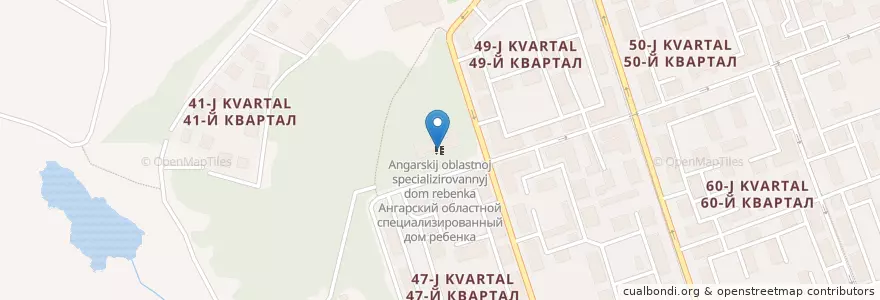 Mapa de ubicacion de Ангарский областной специализированный дом ребенка en Rússia, Distrito Federal Siberiano, Oblast De Irkutsk, Ангарский Городской Округ.