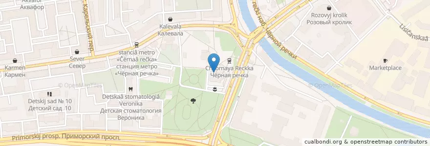 Mapa de ubicacion de Сбербанк en Russie, District Fédéral Du Nord-Ouest, Oblast De Léningrad, Saint-Pétersbourg, Приморский Район, Округ Чёрная Речка.