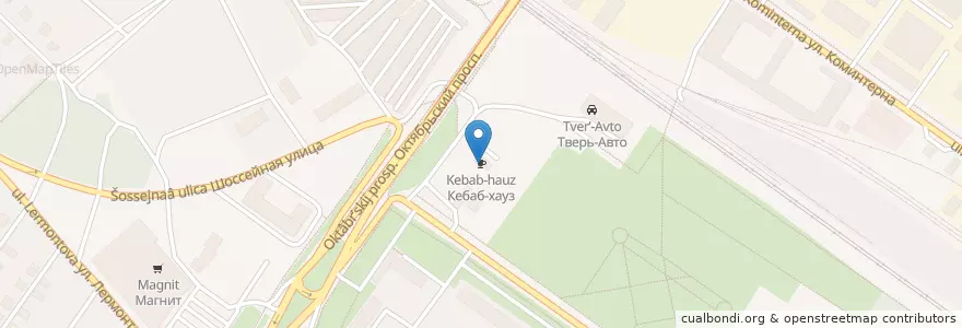 Mapa de ubicacion de Кебаб-хауз en Russland, Föderationskreis Zentralrussland, Oblast Twer, Городской Округ Тверь, Калининский Район.