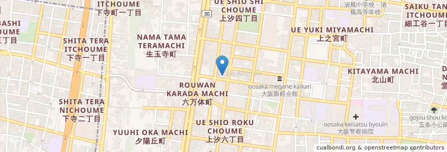 Mapa de ubicacion de 上汐駐車場 en 日本, 大阪府, 大阪市, 天王寺区.