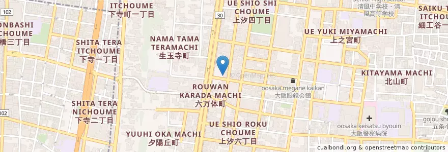 Mapa de ubicacion de 吉祥寺 en 日本, 大阪府, 大阪市, 天王寺区.
