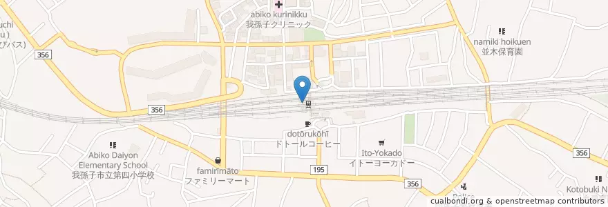 Mapa de ubicacion de 駅構内 en Japonya, 千葉県, 我孫子市.