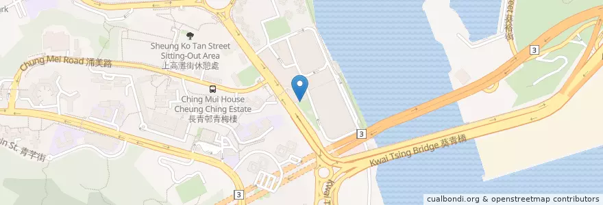 Mapa de ubicacion de 長達路公廁 Cheung Tat Road Public Toilet en China, Provincia De Cantón, Hong Kong, Nuevos Territorios, 葵青區 Kwai Tsing District.