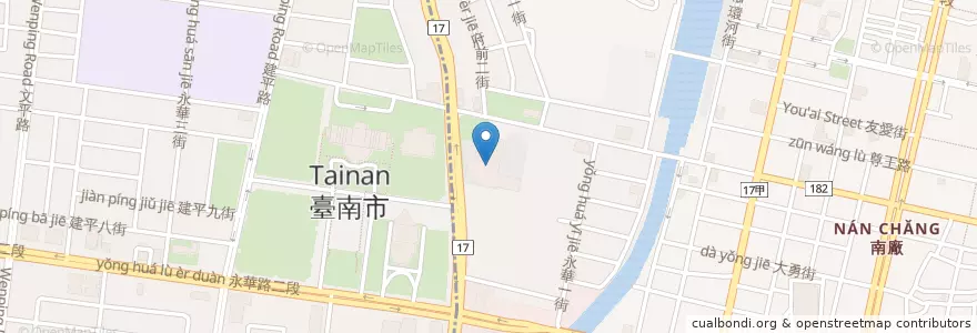 Mapa de ubicacion de 台南生活美學館 en 臺灣, 臺南市, 中西區.