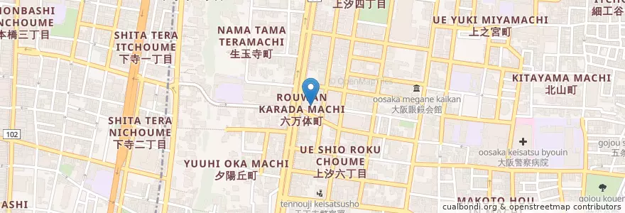 Mapa de ubicacion de 鳳林寺 en Japão, 大阪府, 大阪市, 天王寺区.