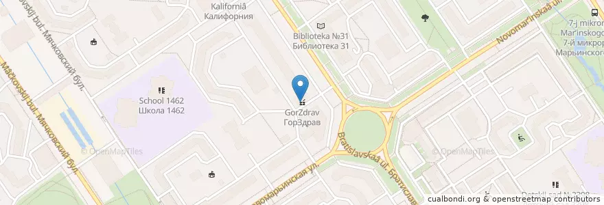 Mapa de ubicacion de ГорЗдрав en 러시아, Центральный Федеральный Округ, Москва, Юго-Восточный Административный Округ, Район Марьино.