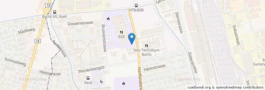 Mapa de ubicacion de Fahrradunterstand BZB en Schweiz/Suisse/Svizzera/Svizra, Sankt Gallen, Wahlkreis Werdenberg, Buchs (Sg).