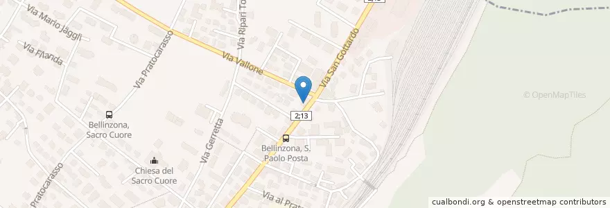 Mapa de ubicacion de Ufficio Postale S. Paolo en Suiza, Tesino, Distretto Di Bellinzona, Circolo Di Bellinzona, Bellinzona.