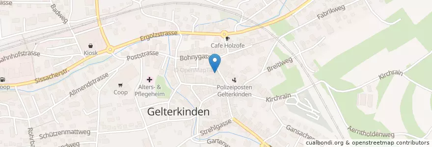 Mapa de ubicacion de Dr. med. Peter Gysin en 瑞士, Basel-Landschaft, Bezirk Sissach, Gelterkinden.