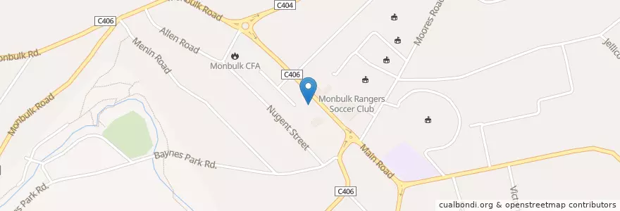 Mapa de ubicacion de Monbulk Police Station en Australie, Victoria, Shire Of Yarra Ranges.