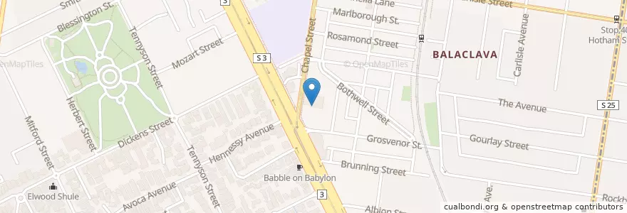 Mapa de ubicacion de St Kilda Parcel Lockers en Australia, Victoria, City Of Port Phillip.