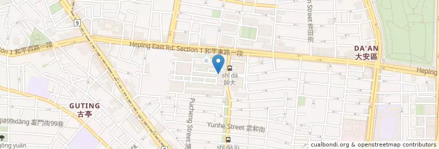 Mapa de ubicacion de 師大便利書店 (自動借還書機) en تايوان, تايبيه الجديدة, تايبيه, 大安區.