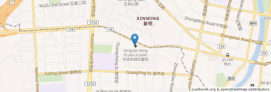 Mapa de ubicacion de 宋俊宏婦幼醫院 en Taïwan, Taoyuan, 平鎮區, District De Zhongli.