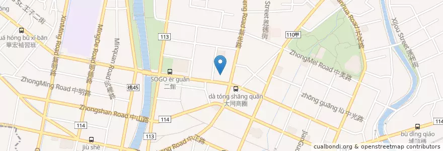Mapa de ubicacion de Union Bank of Taiwan en Taiwan, Taoyuan, Zhongli District.