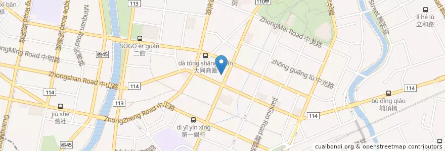Mapa de ubicacion de 中國信託商業銀行 en Taiwán, Taoyuan, 中壢區.