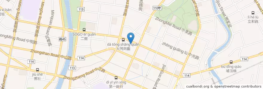 Mapa de ubicacion de 國泰世華商業銀行 en 臺灣, 桃園市, 中壢區.