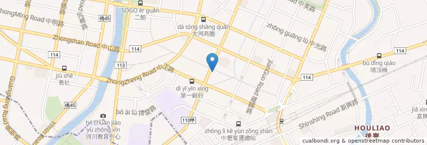 Mapa de ubicacion de 上海商業儲蓄銀行 en Taiwan, Taoyuan, Zhongli.