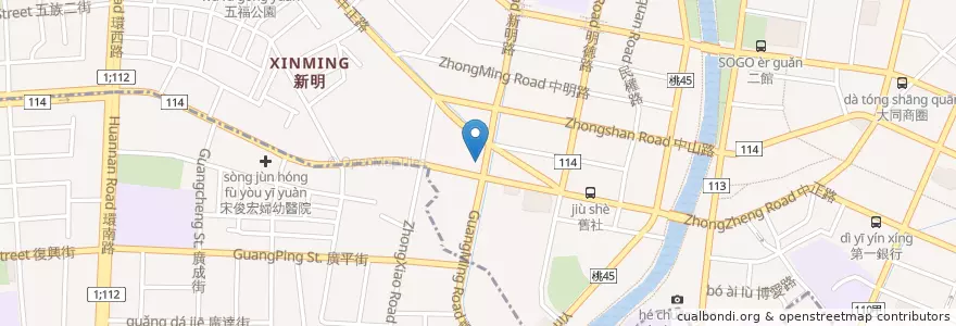 Mapa de ubicacion de 渣打國際商業銀行 en 타이완, 타오위안 시, 핑전 구, 중리 구.
