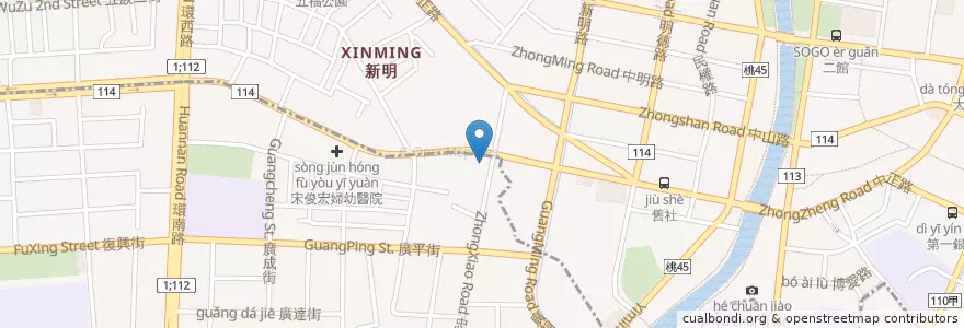 Mapa de ubicacion de 彰化商業銀行 en Taiwan, Taoyuan, Distretto Di Pingzhen, Distretto Di Zhongli.