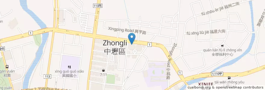 Mapa de ubicacion de 安泰商業銀行 en 臺灣, 桃園市, 中壢區.