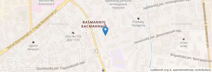 Mapa de ubicacion de Басманный район en Rusland, Centraal Federaal District, Moskou, Центральный Административный Округ, Басманный Район.