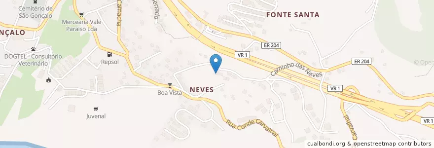 Mapa de ubicacion de Capela de Nossa Senhora das Neves en ポルトガル, São Gonçalo.