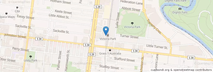 Mapa de ubicacion de Victoria Park Platform 2 en オーストラリア, ビクトリア, City Of Yarra.