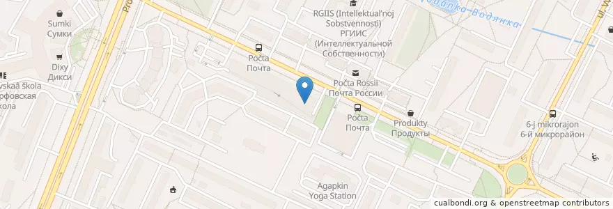 Mapa de ubicacion de KFC en Rússia, Distrito Federal Central, Москва, Юго-Западный Административный Округ, Район Коньково.