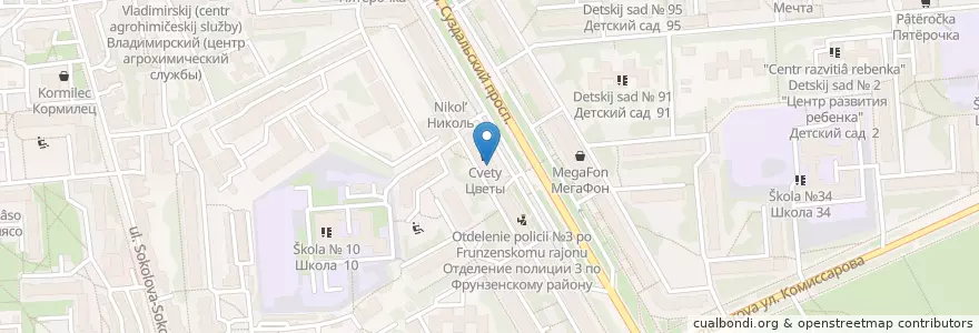 Mapa de ubicacion de Троица en روسيا, Центральный Федеральный Округ, فلاديمير أوبلاست, Городской Округ Владимир.