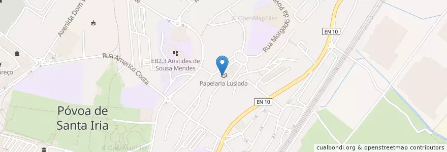 Mapa de ubicacion de Papelaria Lusiada en Portugal, Área Metropolitana De Lisboa, Lissabon, Grande Lisboa, Vila Franca De Xira, Póvoa De Santa Iria E Forte Da Casa.