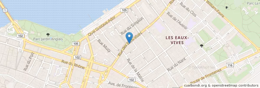 Mapa de ubicacion de Eaux-Vives SA en Schweiz, Genf, Genf, Genf.