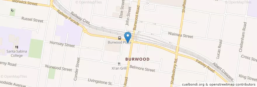 Mapa de ubicacion de Burwood Hotel en オーストラリア, ニューサウスウェールズ, Burwood Council, Sydney.
