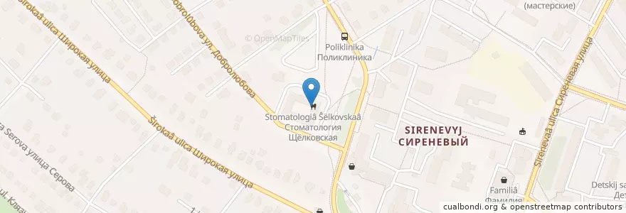 Mapa de ubicacion de Стоматология Щёлковская en Russia, Distretto Federale Centrale, Oblast' Di Mosca, Городской Округ Щёлково.