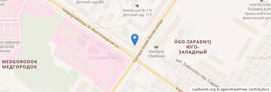 Mapa de ubicacion de Институт мозга en ロシア, ウラル連邦管区, スヴェルドロフスク州, エカテリンブルク管区.