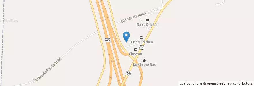 Mapa de ubicacion de Sam's Restaurant en 미국, 텍사스, Freestone County, Fairfield.