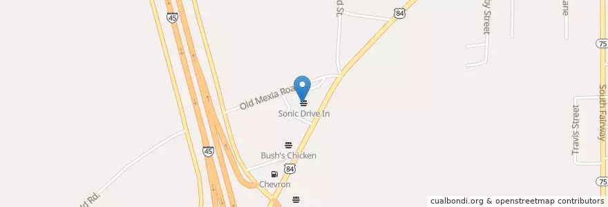 Mapa de ubicacion de Sonic en United States, Texas, Freestone County, Fairfield.