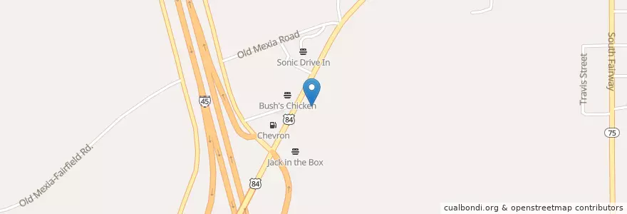 Mapa de ubicacion de TX Burger en Verenigde Staten, Texas, Freestone County, Fairfield.