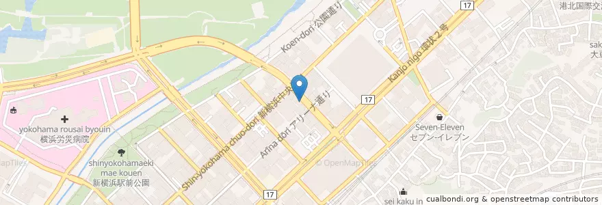 Mapa de ubicacion de すき家 en 日本, 神奈川縣, 横滨市, 港北区.