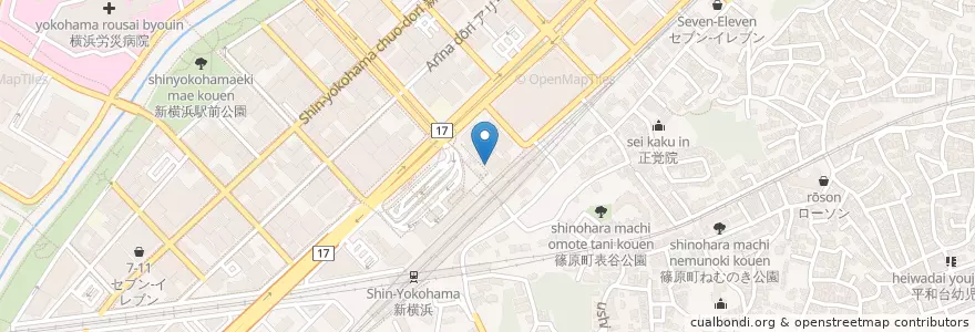 Mapa de ubicacion de 三菱東京UFJ銀行 en Jepun, 神奈川県, 横浜市, 港北区.