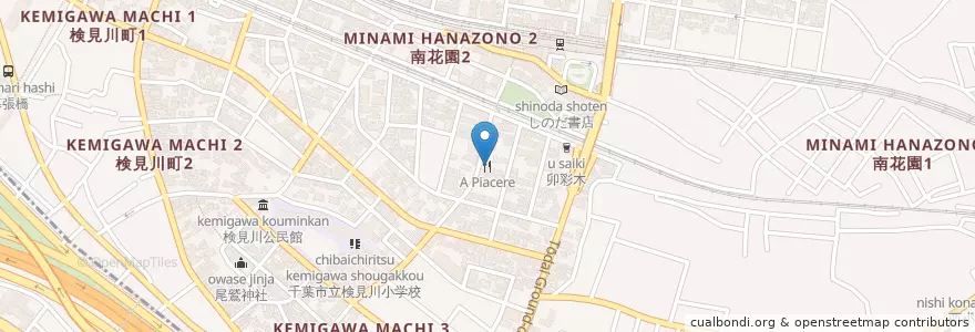 Mapa de ubicacion de A Piacere en 일본, 지바현, 千葉市, 花見川区.