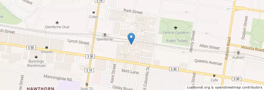 Mapa de ubicacion de Haddon's Cafe en Australia, Victoria, City Of Boroondara.